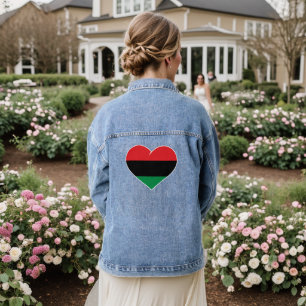 Pan African flag heart Afro American Black history Denim Jacket