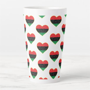 Pan African flag heart Afro American Black history Latte Mug
