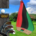 Pan African flag & Unia flag monogrammed / symbol Golf Towel<br><div class="desc">Sports/Golf Towel: Pan African flag symbol - UNIA / A horizontal triband of red, black, and green. The Pan-African flag—also known as the Afro-American flag, Black Liberation flag, UNIA flag. Often used with Black Lives Matter movement. Golf towel with monogrammed "custom" name at the bottom.</div>