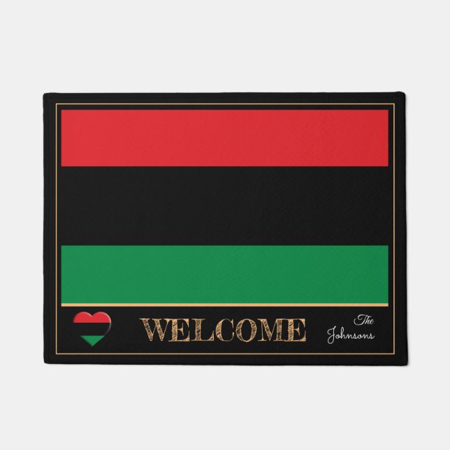 Pan African Flag & Unia Symbol house mats /Welcome (Front)