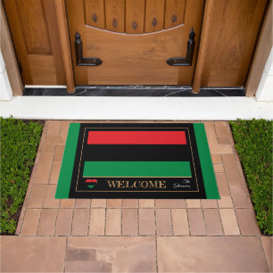 Pan African Flag & Unia Symbol house mats/Welcome Doormat