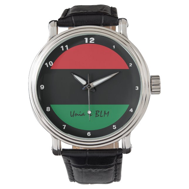 Pan African Flag & UNIA Symbol / sports fan Watch (Front)