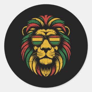 Pan African Lion Face Juneteenth Animal Black Hist Classic Round Sticker