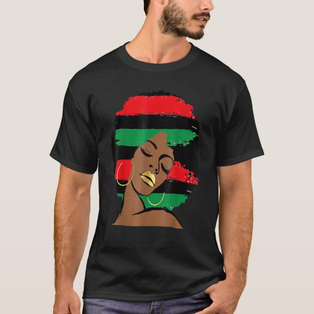 Pan African UNIA Flag Black History Afro American  T-Shirt (Front)
