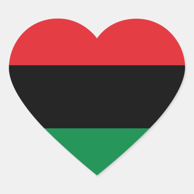 Pan African UNIA Flag Heart Sticker (Front)