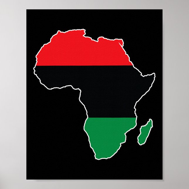 Pan African Unia Flag Map Continent Black History  Poster (Front)