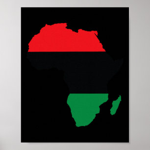 Pan African Unia Flag Map Continent Black History Poster