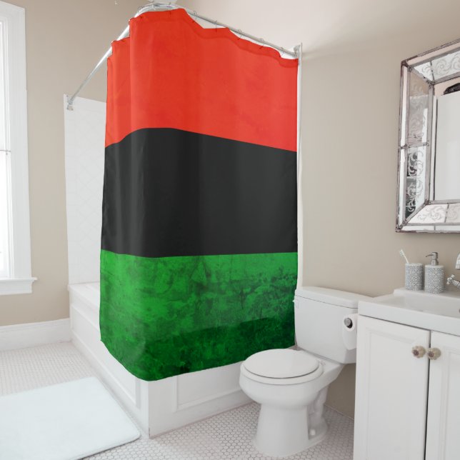 Pan African UNIA Flag Shower Curtain (In Situ)