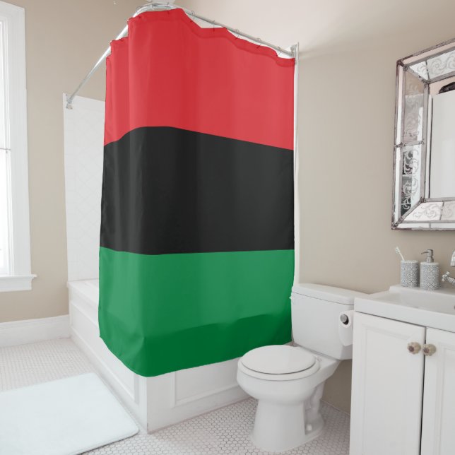 Pan African UNIA Flag Shower Curtain (In Situ)