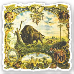 Pan Am Expo with Bison and Native American Motifs