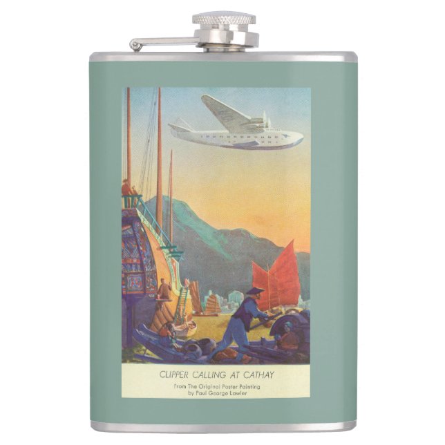 Pan-American Clipper Flying Over China Hip Flask (Front)