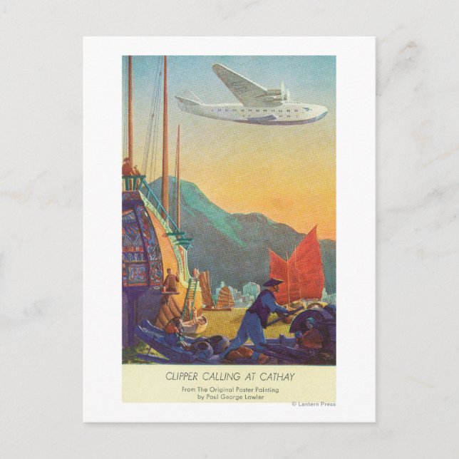 Pan-American Clipper Flying Over China Postcard (Front)