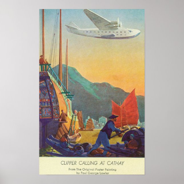 Pan-American Clipper Flying Over China Poster (Front)