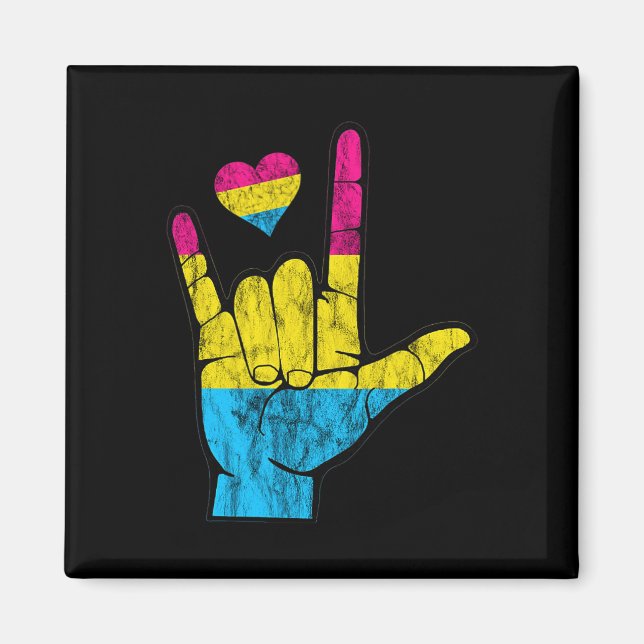 Pan ASL Pride Pansexual Hearing Loss Deaf Awarenes Magnet (Front)