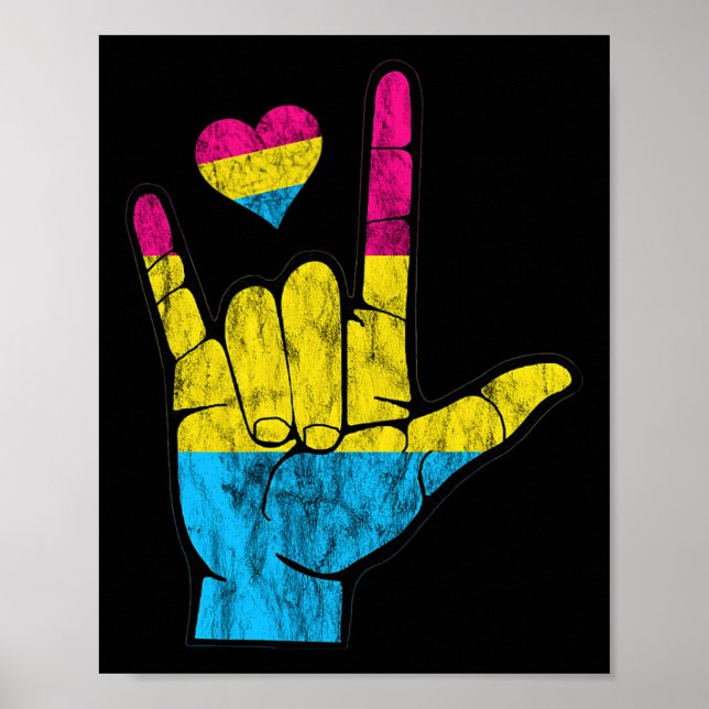 Pan ASL Pride Pansexual Hearing Loss Deaf Awarenes Poster (Front)