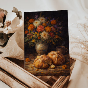 Pan de Muerto Floral Still Life Art Postcard