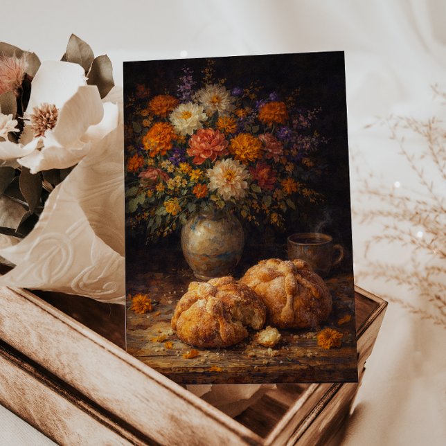 Pan de Muerto Floral Still Life Art Postcard (Creator Uploaded)