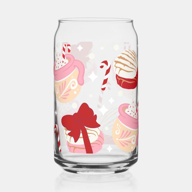 Pan Dulce Cafecito Mexican Christmas Can Glass (Front)
