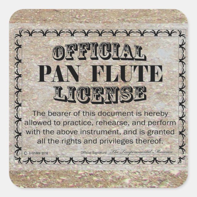 Pan Flute License Square Sticker (Front)