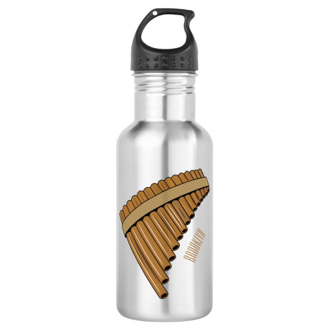 Pan flute / panpipes cartoon illustration  532 ml water bottle (Front)