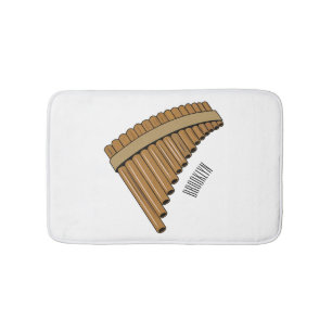 Pan flute / panpipes cartoon illustration bath mat