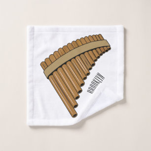 Pan flute / panpipes cartoon illustration bath towel set