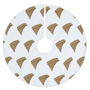 Pan flute / panpipes cartoon illustration  brushed polyester tree skirt