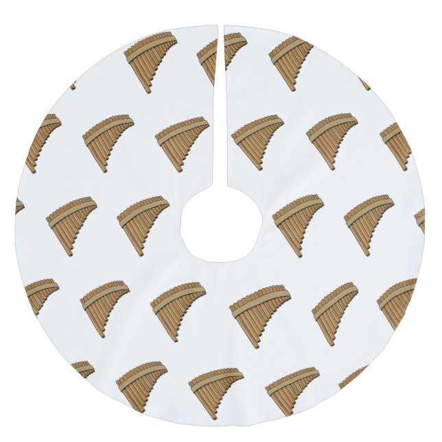 Pan flute / panpipes cartoon illustration  brushed polyester tree skirt (Front)