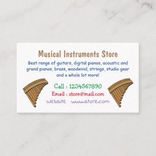 Pan flute / panpipes cartoon illustration business card