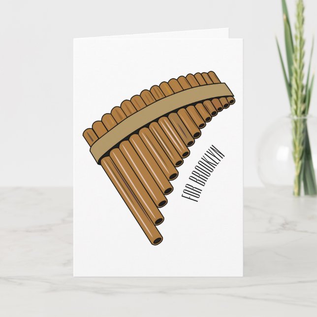Pan flute / panpipes cartoon illustration  card (Front)
