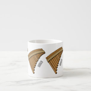 Pan flute / panpipes cartoon illustration  espresso cup