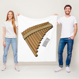 Pan flute / panpipes cartoon illustration  fleece blanket