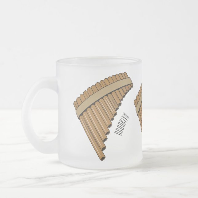 Pan flute / panpipes cartoon illustration  frosted glass coffee mug (Left)