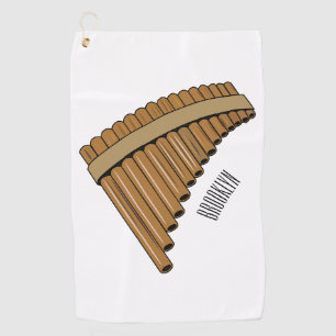 Pan flute / panpipes cartoon illustration golf towel