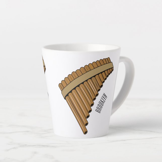 Pan flute / panpipes cartoon illustration  latte mug (Right Angle)