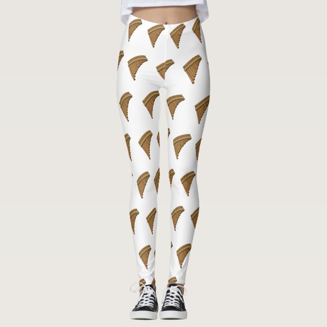 Pan flute / panpipes cartoon illustration  leggings (Front)