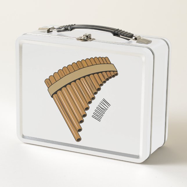 Pan flute / panpipes cartoon illustration  metal lunch box (Front)