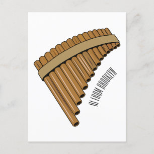 Pan flute / panpipes cartoon illustration  postcard