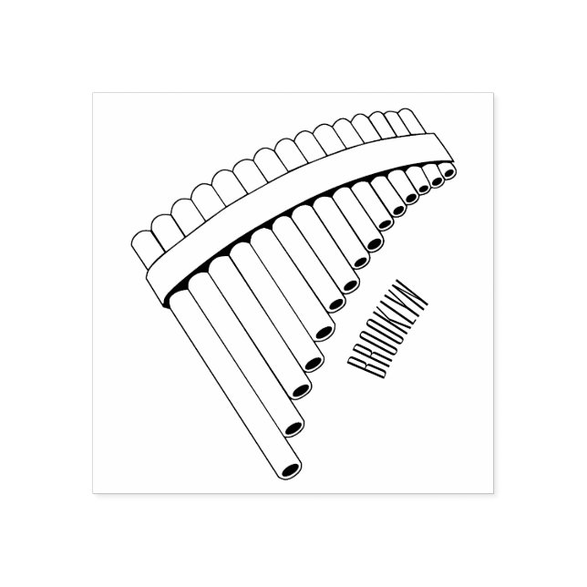 Pan flute / panpipes cartoon illustration rubber stamp (Imprint)