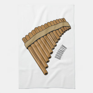 Pan flute / panpipes cartoon illustration  tea towel