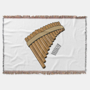 Pan flute / panpipes cartoon illustration throw blanket