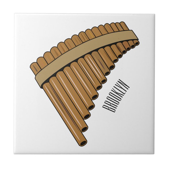 Pan flute / panpipes cartoon illustration  tile (Front)