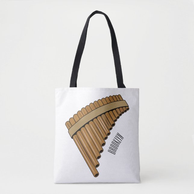 Pan flute / panpipes cartoon illustration  tote bag (Front)