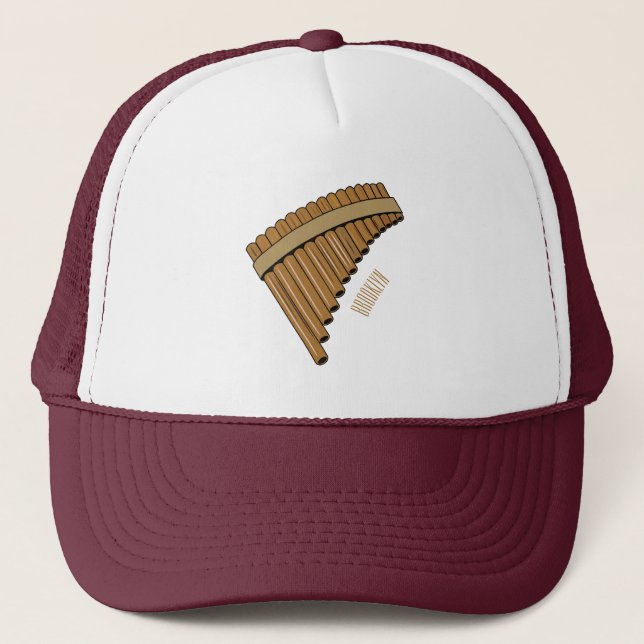 Pan flute / panpipes cartoon illustration  trucker hat (Front)