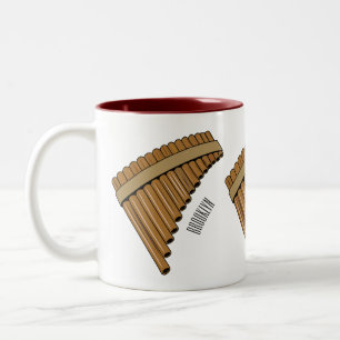 Pan flute / panpipes cartoon illustration  Two-Tone coffee mug