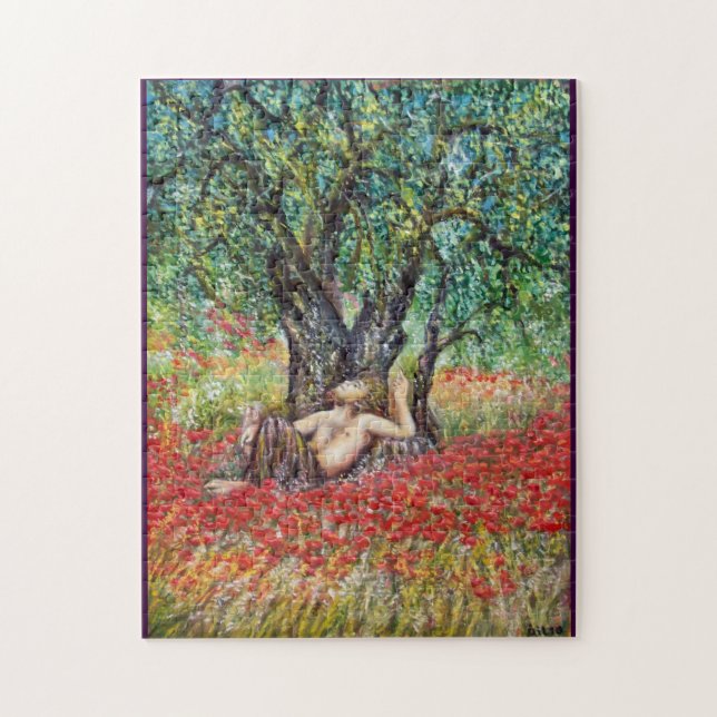 PAN, OLIVE TREE AND POPPY FIELDS JIGSAW PUZZLE (Vertical)