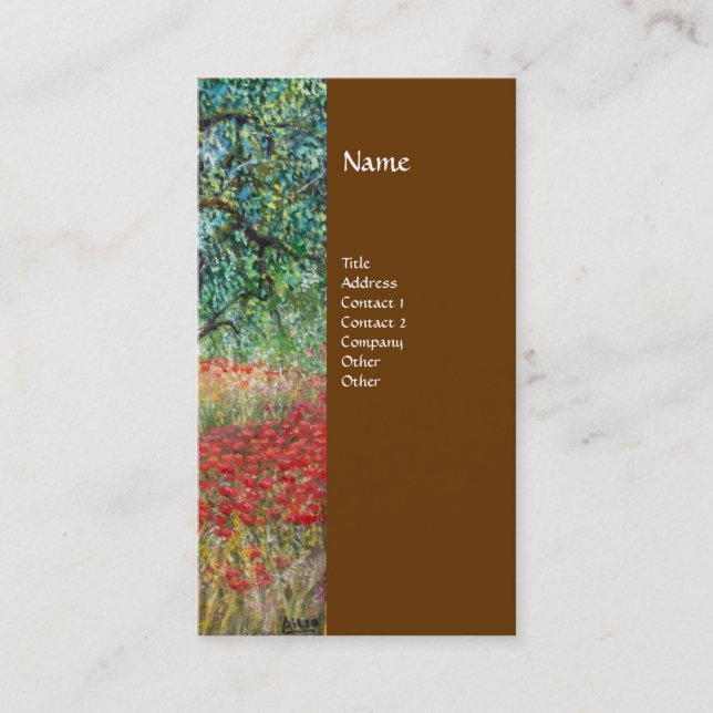 PAN,OLIVE TREE AND POPPY FIELDS Monogram,brown Business Card (Front)