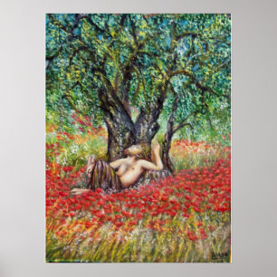 PAN, OLIVE TREE AND POPPY FIELDS POSTER