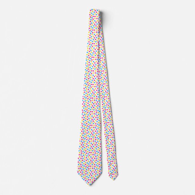 Pan Pansexual Pride Flag Stars Pink Blue Yellow Tie (Front)