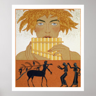 Pan Piper, illustration from 'Les Mythes' by Paul Poster